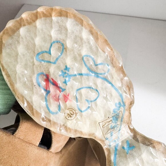 Vintage Spring Chunky Light Beige Wedge Sandal Slides 40 - Picture 10 of 10